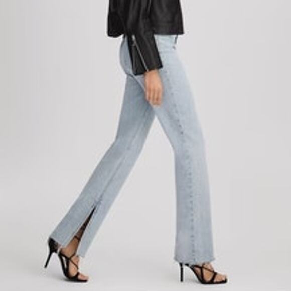 Paige Stella Women's Size 28 Gianna Blue Straight Leg Split Hem Jeans NWT - Picture 3 of 13